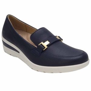 Ara Womens Navy Slip On Leather Zürich Court Shoes 12-50630-02