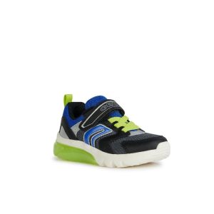 Geox Boys Light Up Slip In Black Casual Trainer Ciberdron - J45LBC