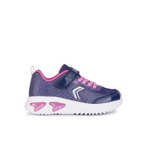 Geox Girls Purple Slip In Light Up Glitter Mesh Trainer Assister - J45E9A