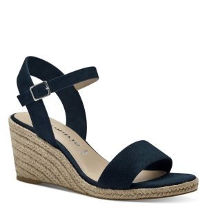 Tamaris Womens Navy Clasp Fastening Wedge Heel Sandal 1-28300-42
