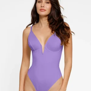 Shapewear Deep V-Neck Low Back Sculpting Thong Bodysuit